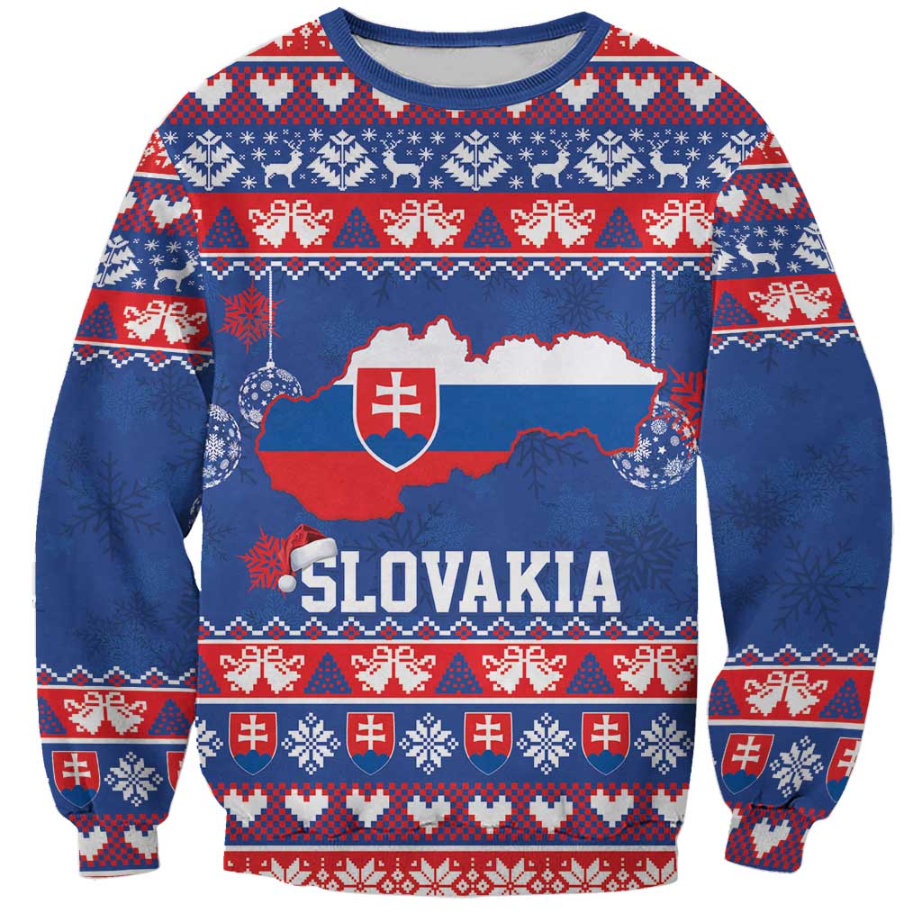 Slovakia Christmas Sweatshirt Slovakian Double Cross Map - Wonder Print Shop