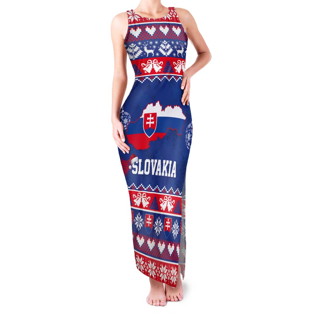 Slovakia Christmas Tank Maxi Dress Slovakian Double Cross Map - Wonder Print Shop