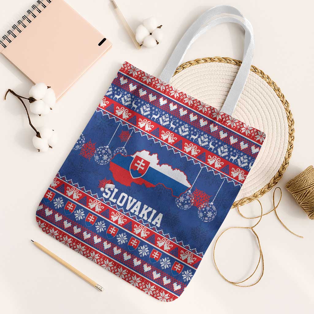 Slovakia Christmas Tote Bag Slovakian Double Cross Map - Wonder Print Shop