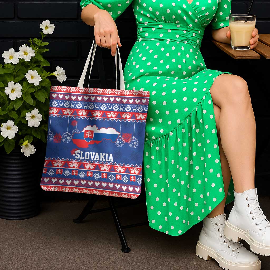 Slovakia Christmas Tote Bag Slovakian Double Cross Map - Wonder Print Shop