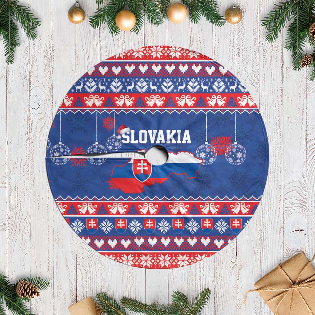 Slovakia Christmas Tree Skirt Slovakian Double Cross Map - Wonder Print Shop