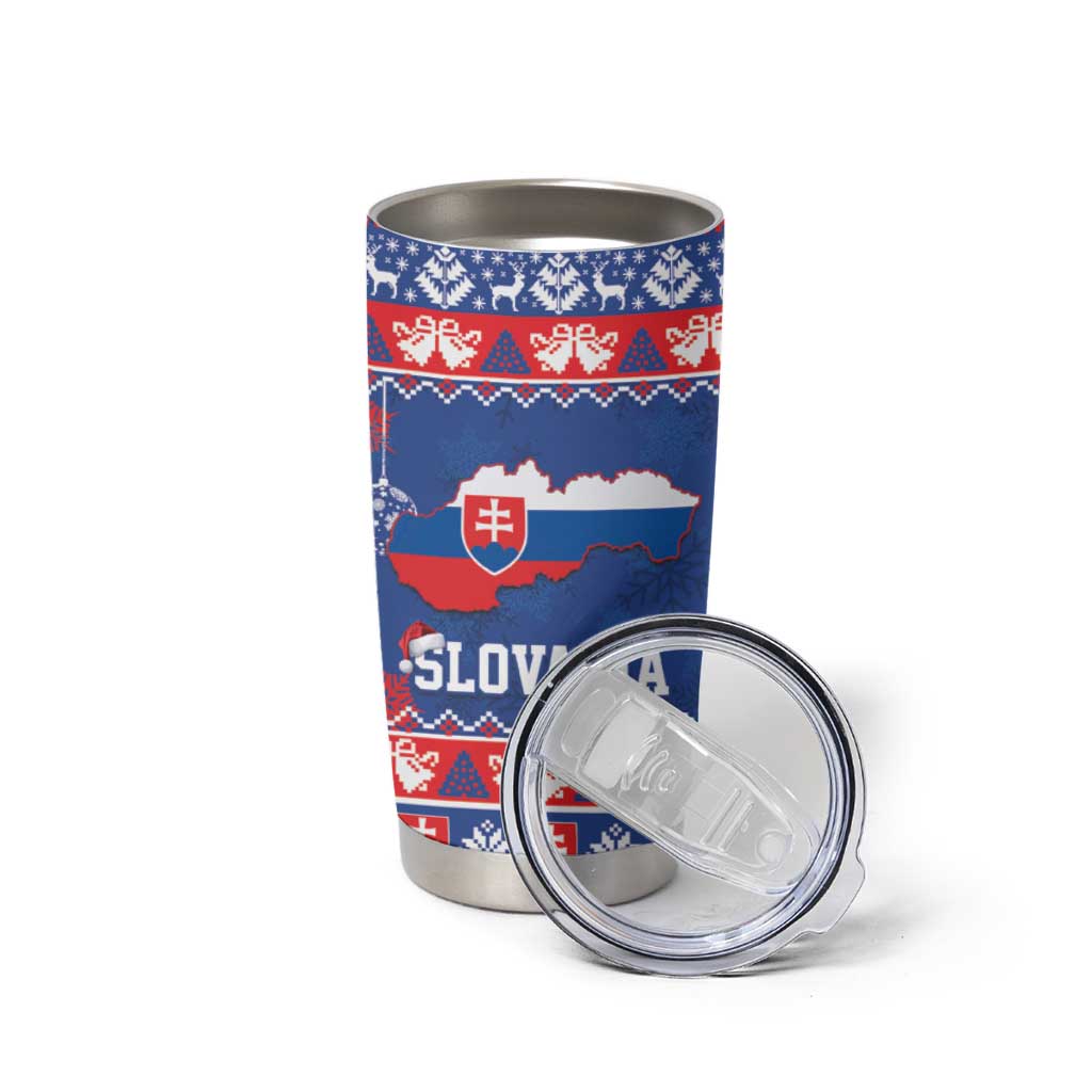 Slovakia Christmas Tumbler Cup Slovakian Double Cross Map - Wonder Print Shop