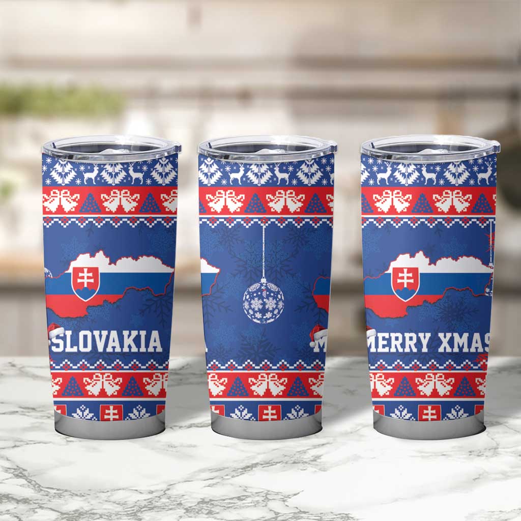 Slovakia Christmas Tumbler Cup Slovakian Double Cross Map - Wonder Print Shop