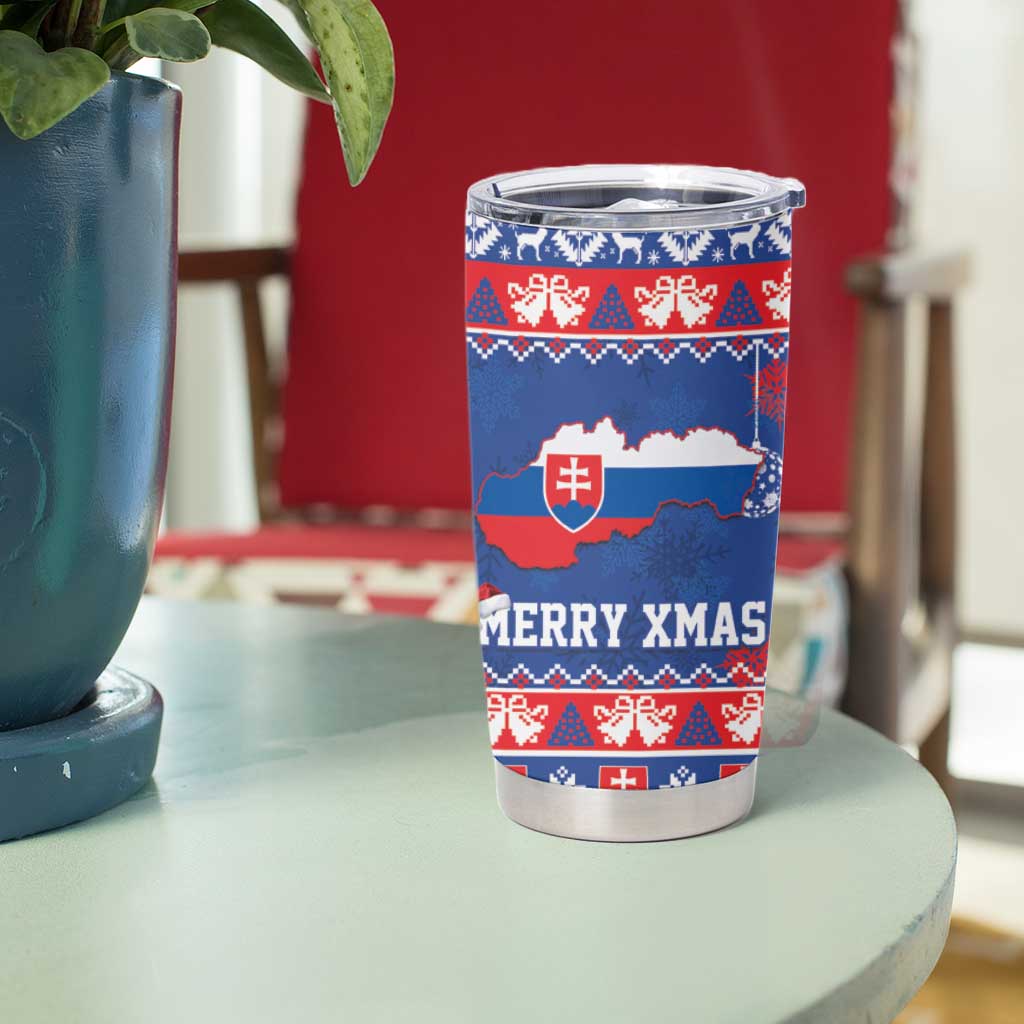 Slovakia Christmas Tumbler Cup Slovakian Double Cross Map - Wonder Print Shop