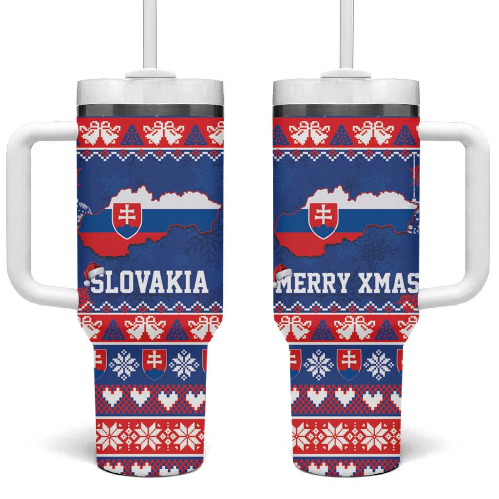 Slovakia Christmas Tumbler With Handle Slovakian Double Cross Map - Wonder Print Shop