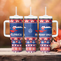 Slovakia Christmas Tumbler With Handle Slovakian Double Cross Map - Wonder Print Shop