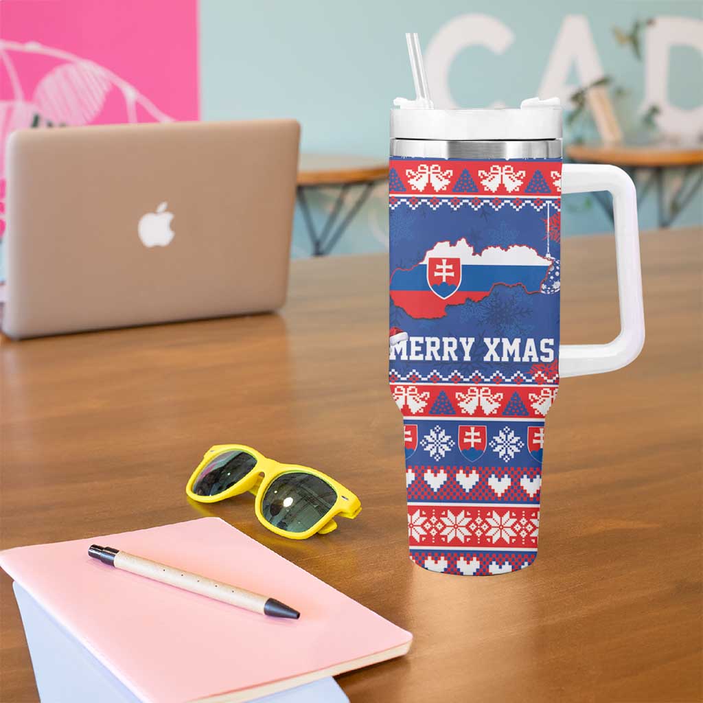 Slovakia Christmas Tumbler With Handle Slovakian Double Cross Map - Wonder Print Shop