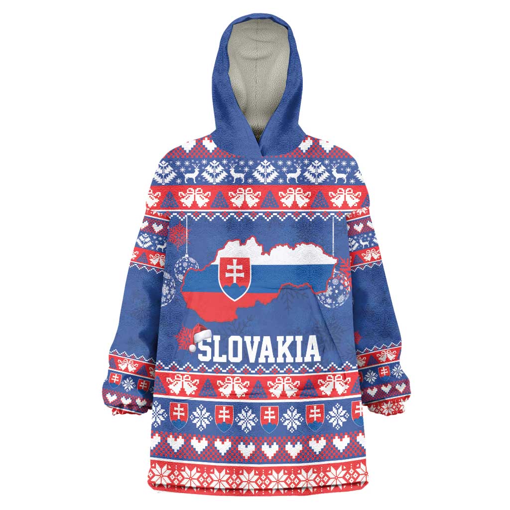 Slovakia Christmas Wearable Blanket Hoodie Slovakian Double Cross Map - Wonder Print Shop