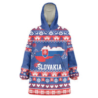 Slovakia Christmas Wearable Blanket Hoodie Slovakian Double Cross Map - Wonder Print Shop