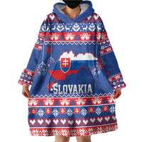 Slovakia Christmas Wearable Blanket Hoodie Slovakian Double Cross Map - Wonder Print Shop