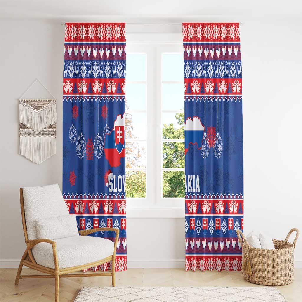 Slovakia Christmas Window Curtain Slovakian Double Cross Map - Wonder Print Shop