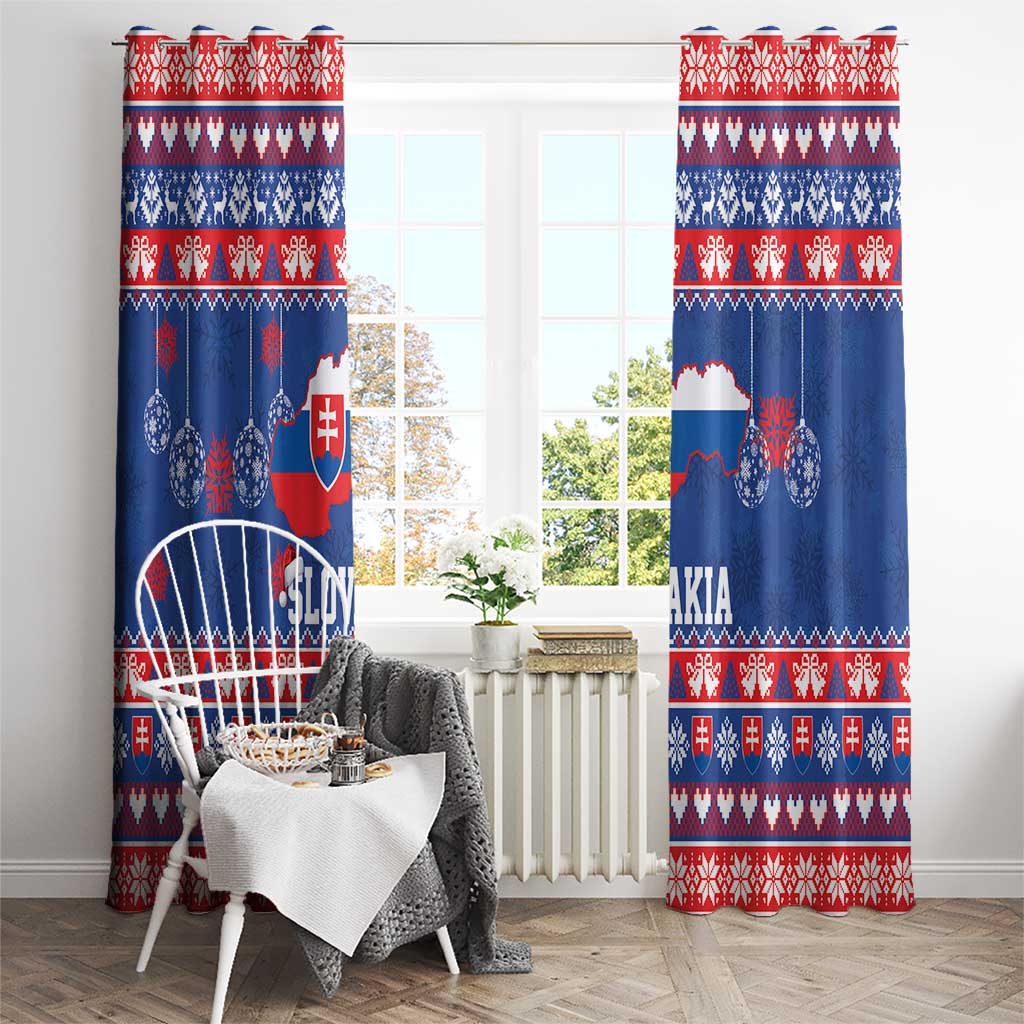Slovakia Christmas Window Curtain Slovakian Double Cross Map - Wonder Print Shop