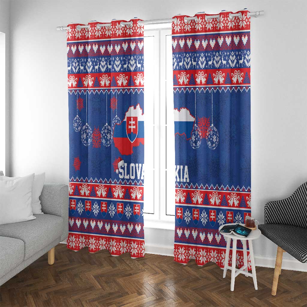 Slovakia Christmas Window Curtain Slovakian Double Cross Map - Wonder Print Shop