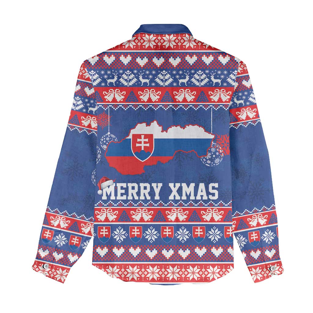 Slovakia Christmas Women Casual Shirt Slovakian Double Cross Map - Wonder Print Shop