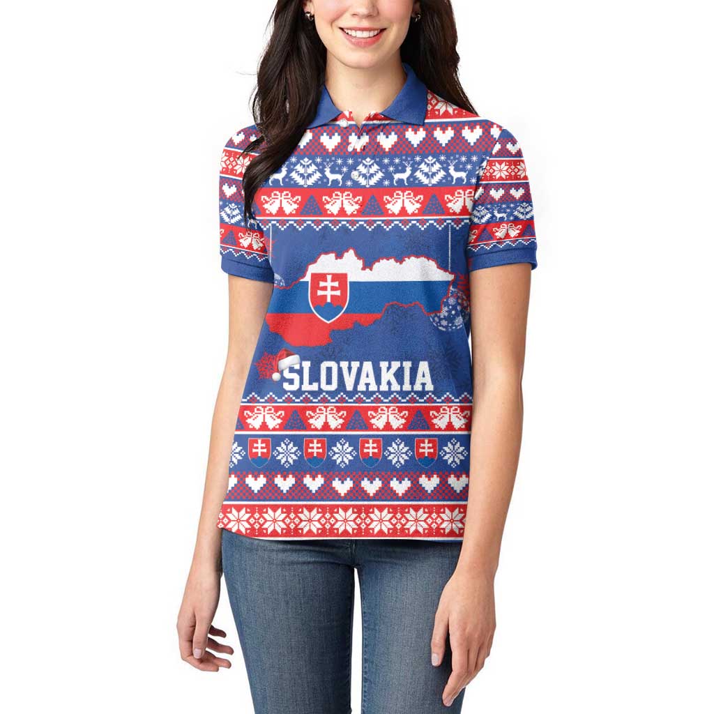 Slovakia Christmas Women Polo Shirt Slovakian Double Cross Map - Wonder Print Shop