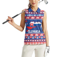 Slovakia Christmas Women Sleeveless Polo Shirt Slovakian Double Cross Map - Wonder Print Shop
