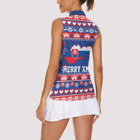 Slovakia Christmas Women Sleeveless Polo Shirt Slovakian Double Cross Map - Wonder Print Shop