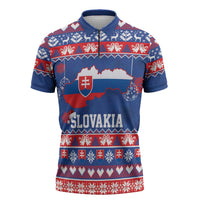 Slovakia Christmas Zipper Polo Shirt Slovakian Double Cross Map - Wonder Print Shop