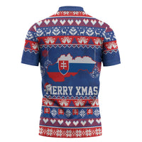 Slovakia Christmas Zipper Polo Shirt Slovakian Double Cross Map - Wonder Print Shop