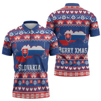 Slovakia Christmas Zipper Polo Shirt Slovakian Double Cross Map - Wonder Print Shop