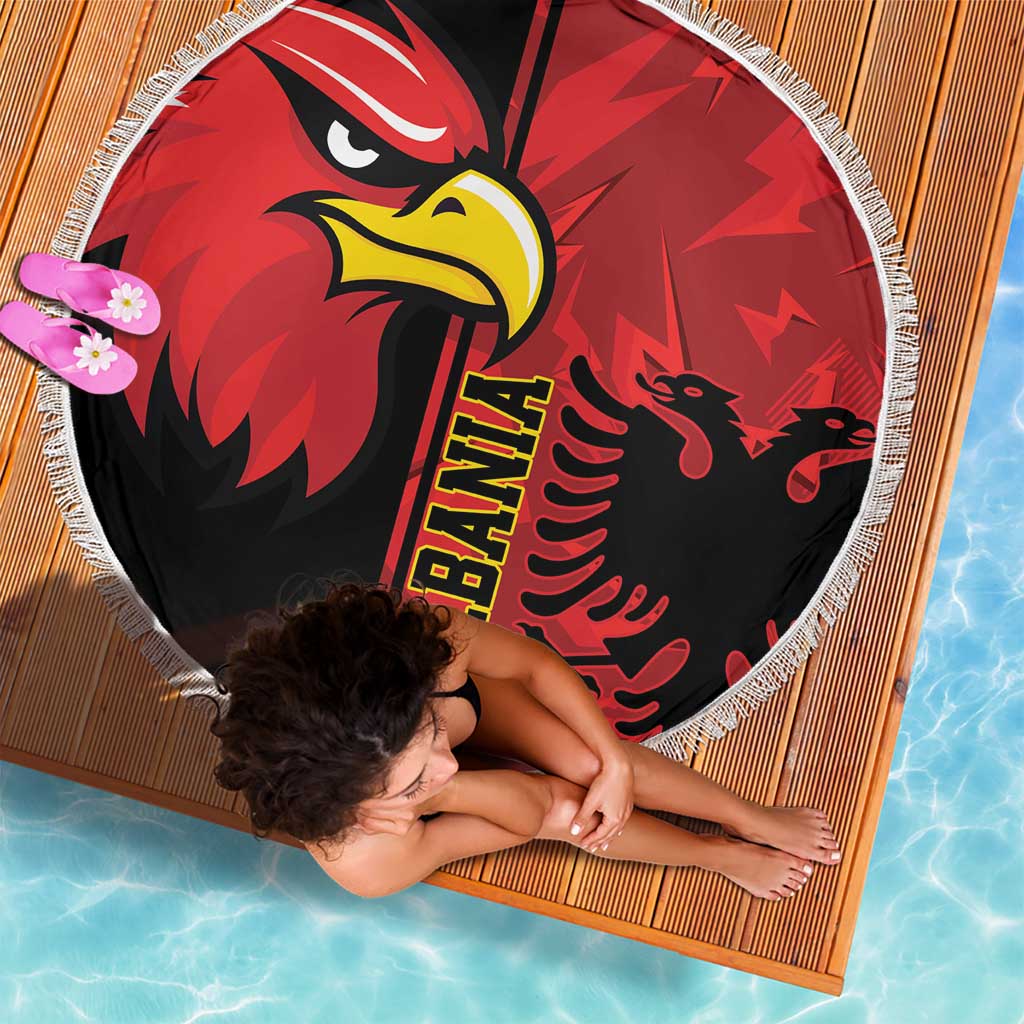 Albania Eagle Beach Blanket National Emblem Grunge Pattern - Wonder Print Shop