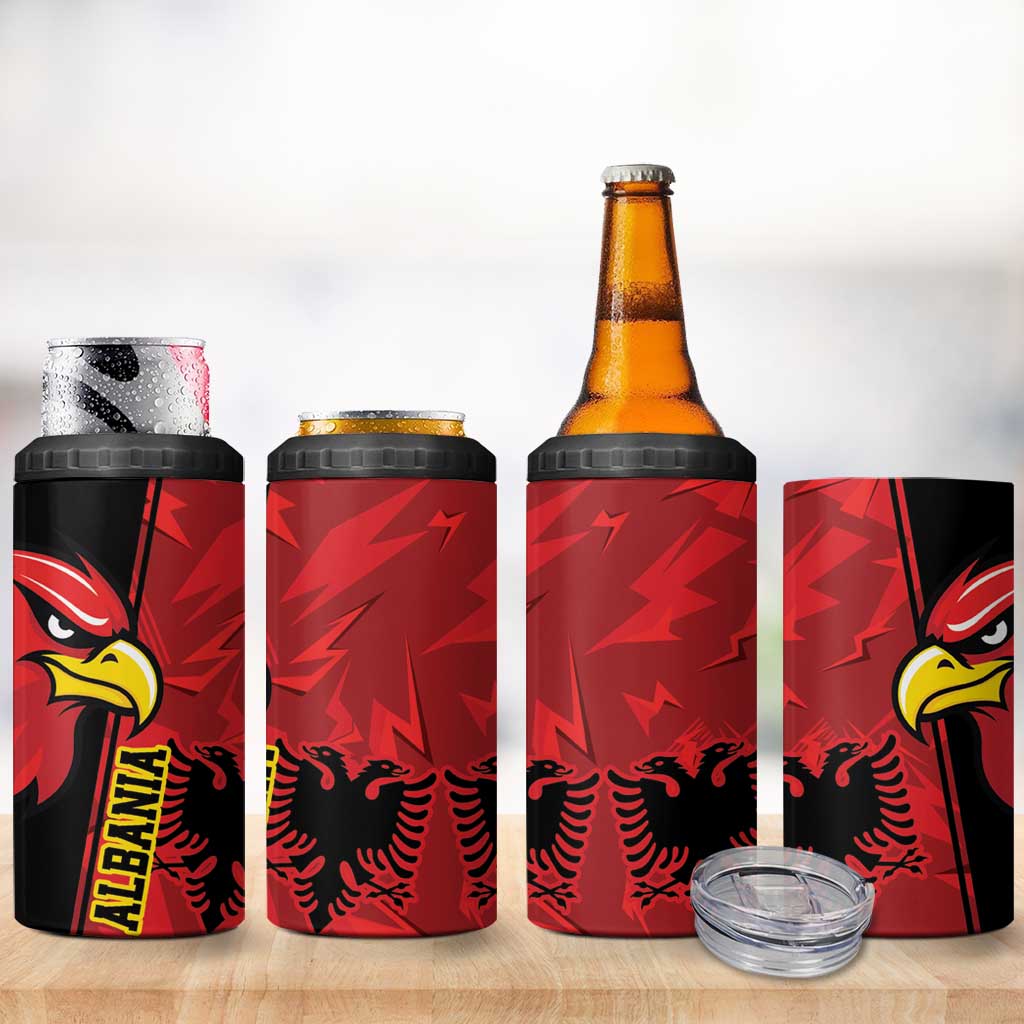 Albania Eagle 4 in 1 Can Cooler Tumbler National Emblem Grunge Pattern - Wonder Print Shop