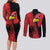 Albania Eagle Couples Matching Long Sleeve Bodycon Dress and Long Sleeve Button Shirt National Emblem Grunge Pattern - Wonder Print Shop