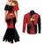 Albania Eagle Couples Matching Mermaid Dress and Long Sleeve Button Shirt National Emblem Grunge Pattern