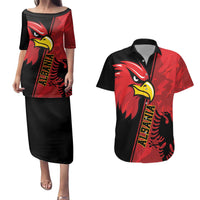 Albania Eagle Couples Matching Puletasi and Hawaiian Shirt National Emblem Grunge Pattern - Wonder Print Shop