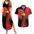 Albania Eagle Couples Matching Summer Maxi Dress and Hawaiian Shirt National Emblem Grunge Pattern - Wonder Print Shop