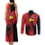 Albania Eagle Couples Matching Tank Maxi Dress and Long Sleeve Button Shirt National Emblem Grunge Pattern - Wonder Print Shop