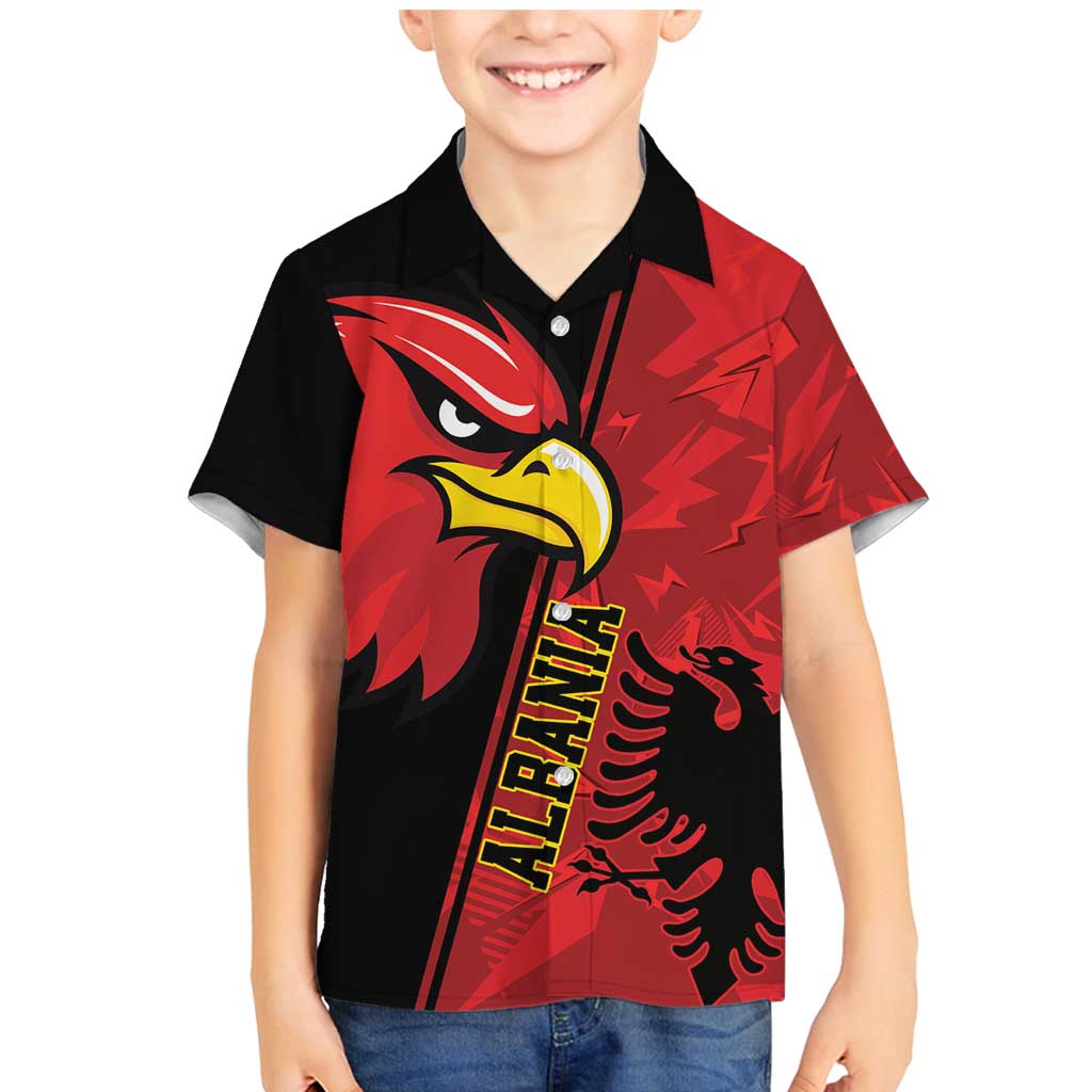 Albania Eagle Family Matching Mermaid Dress and Hawaiian Shirt National Emblem Grunge Pattern - Wonder Print Shop