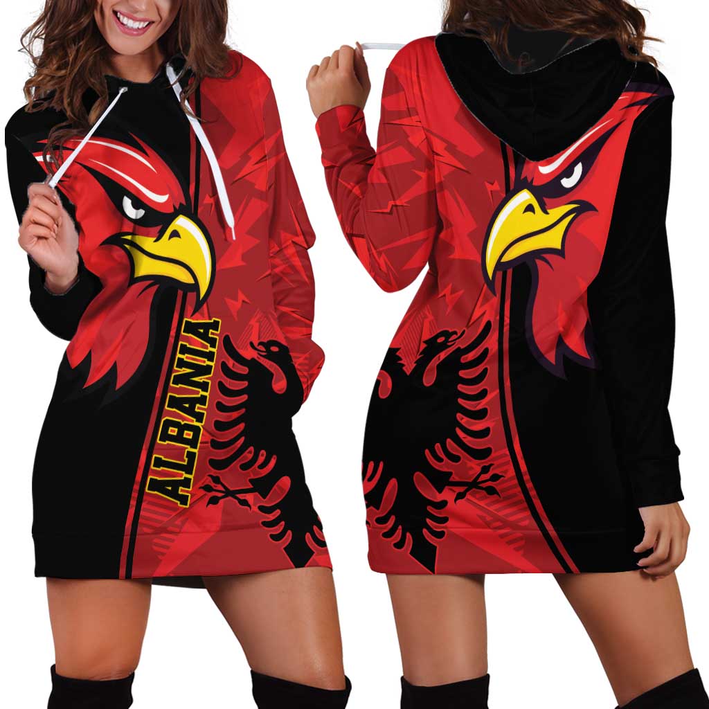 Albania Eagle Hoodie Dress National Emblem Grunge Pattern - Wonder Print Shop