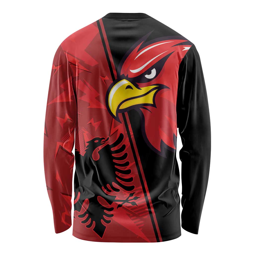 Albania Eagle Long Sleeve Shirt National Emblem Grunge Pattern - Wonder Print Shop