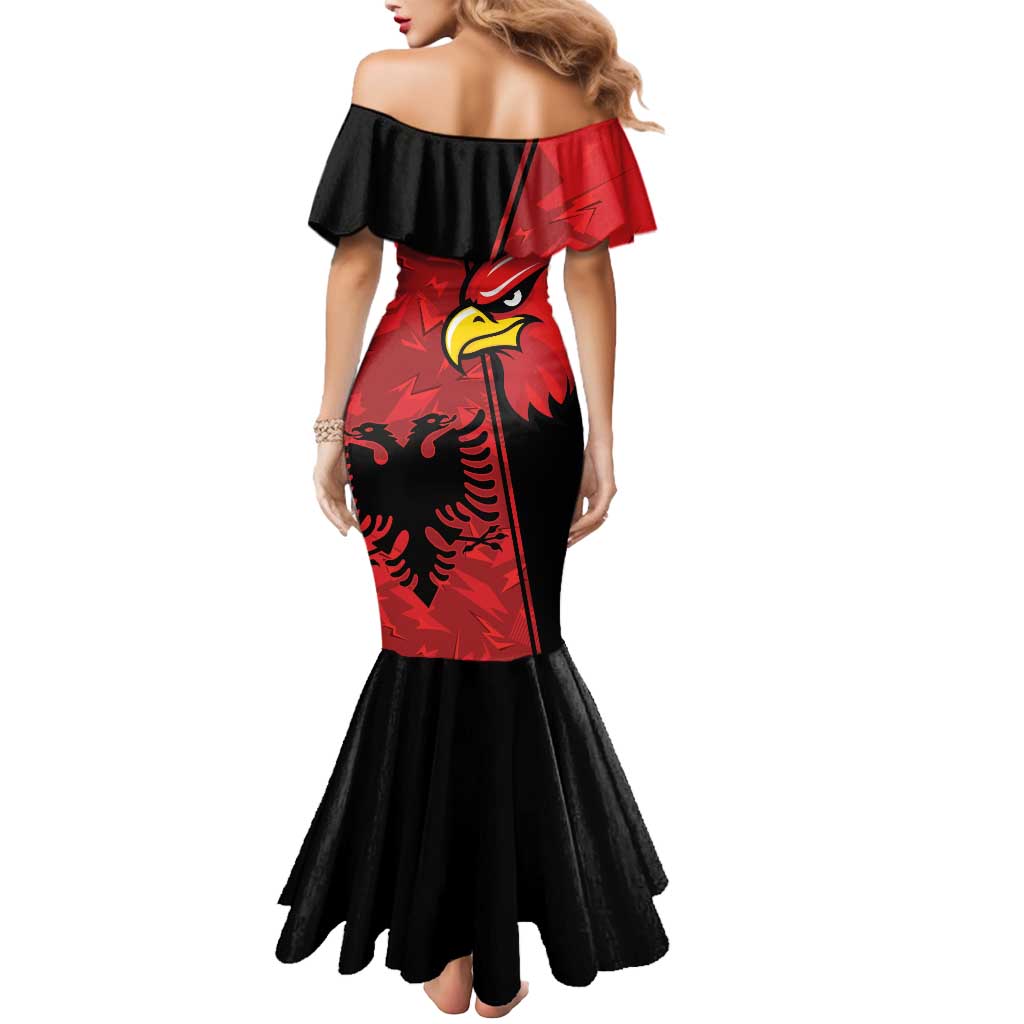 Albania Eagle Mermaid Dress National Emblem Grunge Pattern - Wonder Print Shop