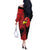 Albania Eagle Off The Shoulder Long Sleeve Dress National Emblem Grunge Pattern - Wonder Print Shop
