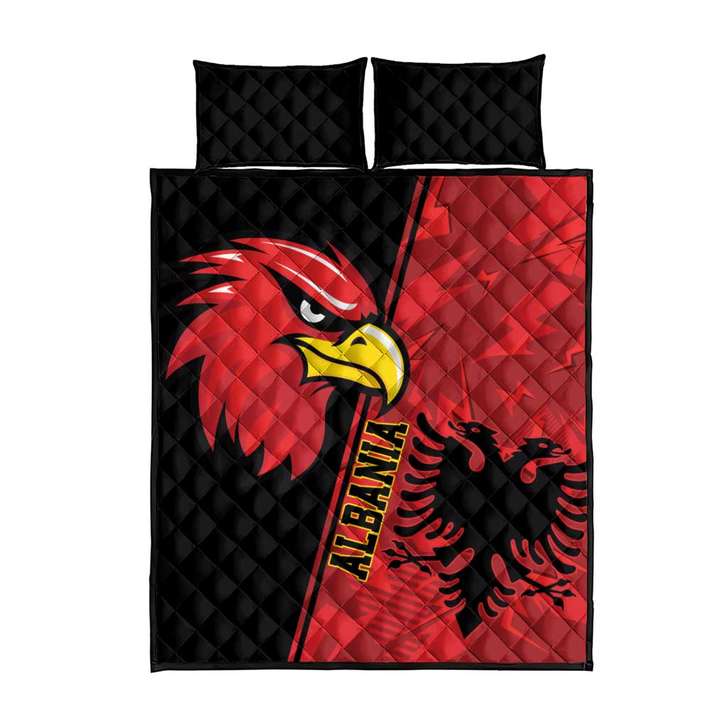Albania Eagle Quilt Bed Set National Emblem Grunge Pattern - Wonder Print Shop