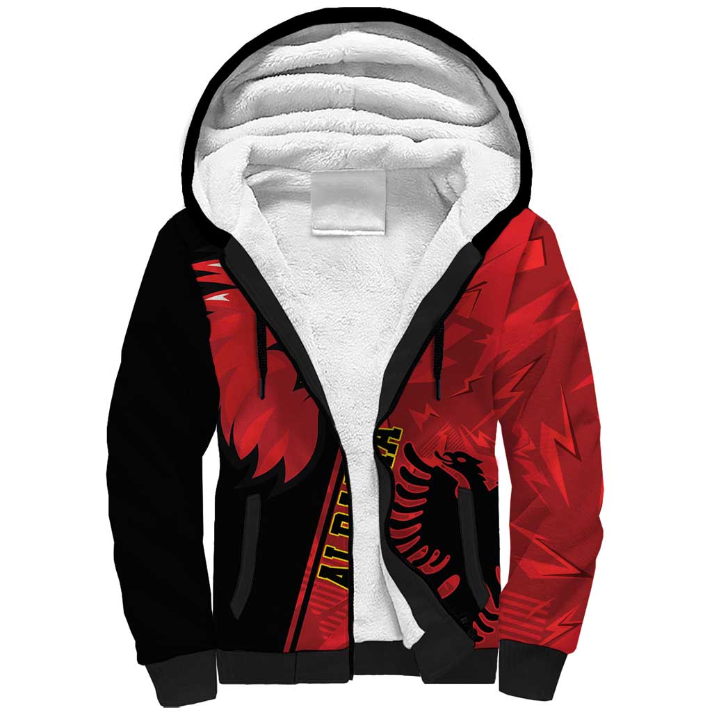 Albania Eagle Sherpa Hoodie National Emblem Grunge Pattern - Wonder Print Shop