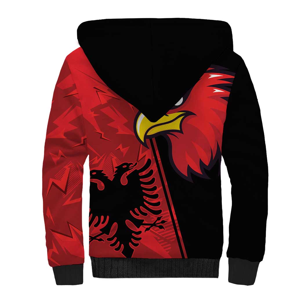 Albania Eagle Sherpa Hoodie National Emblem Grunge Pattern - Wonder Print Shop