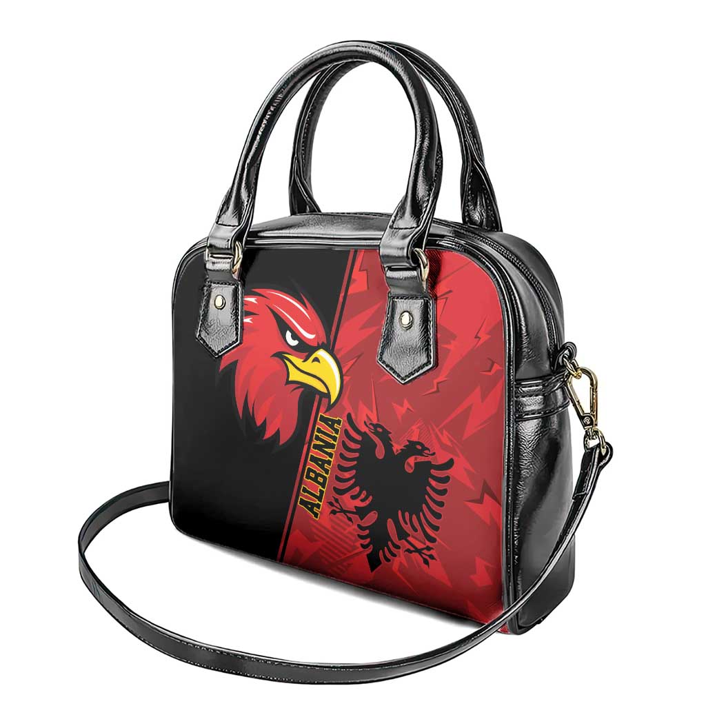 Albania Eagle Shoulder Handbag National Emblem Grunge Pattern