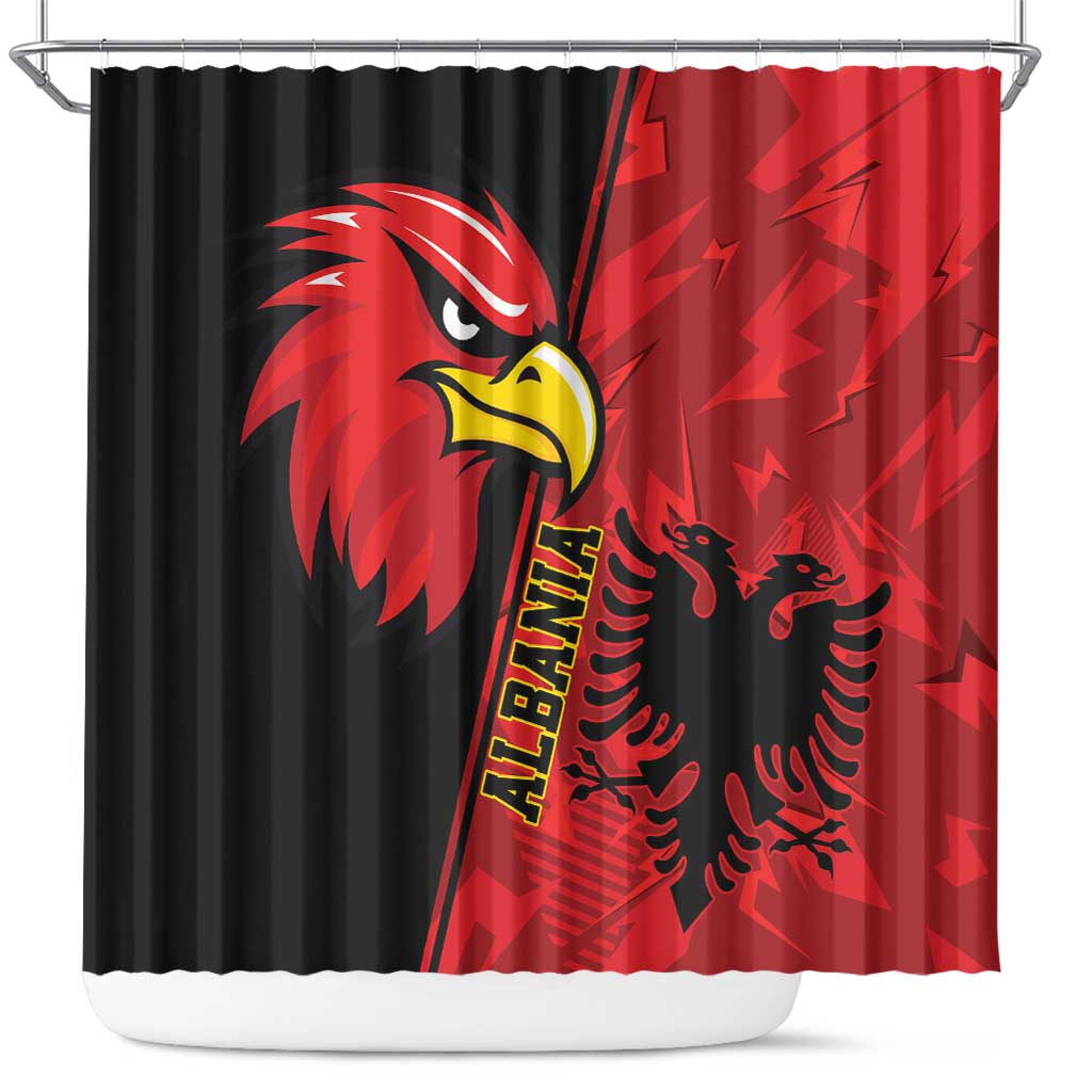 Albania Eagle Shower Curtain National Emblem Grunge Pattern