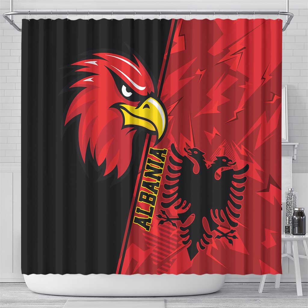 Albania Eagle Shower Curtain National Emblem Grunge Pattern