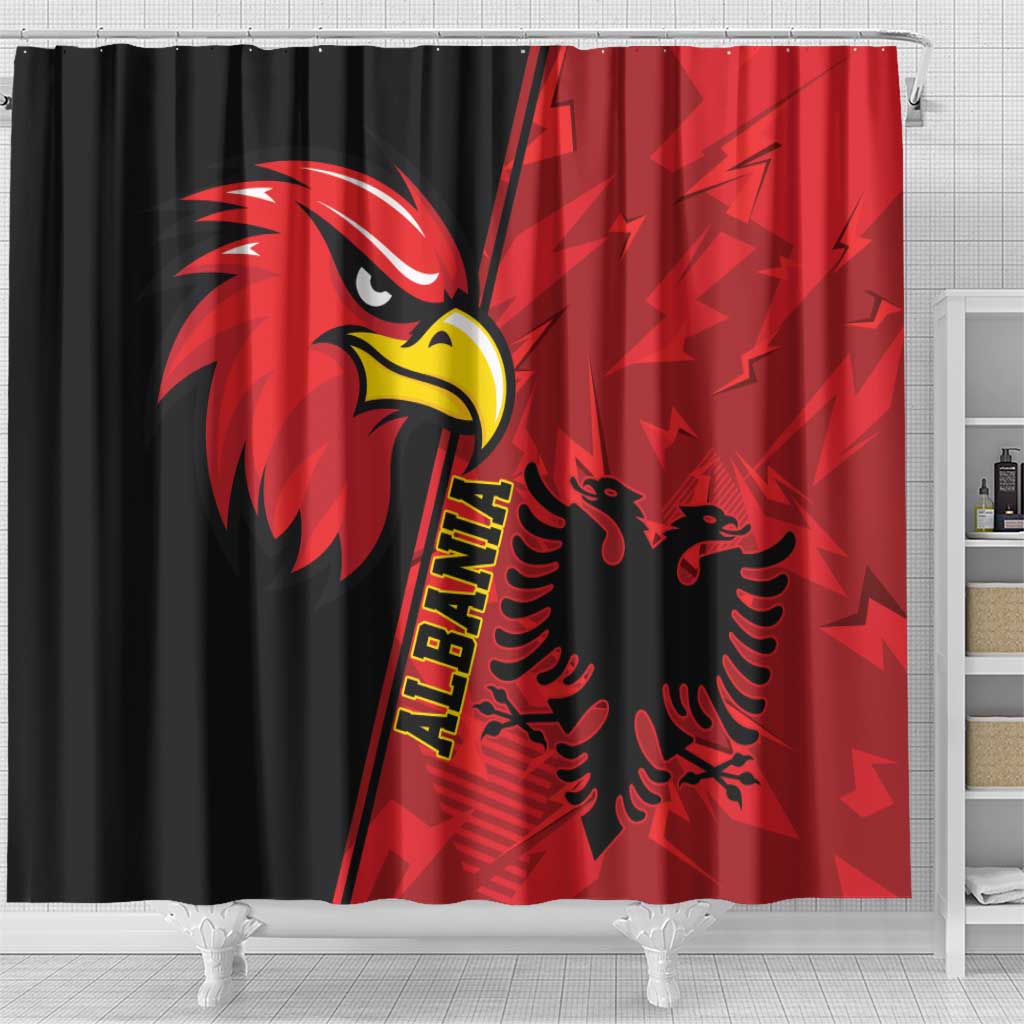 Albania Eagle Shower Curtain National Emblem Grunge Pattern