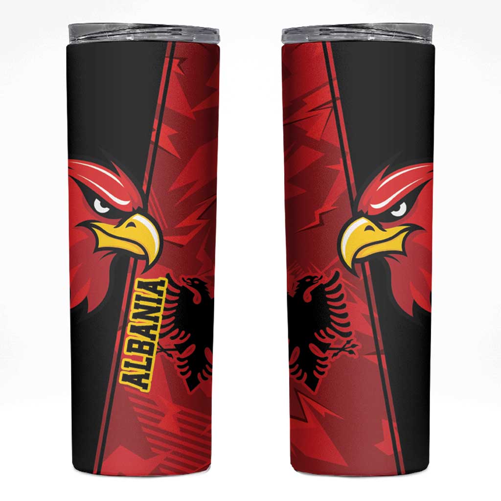 Albania Eagle Skinny Tumbler National Emblem Grunge Pattern - Wonder Print Shop