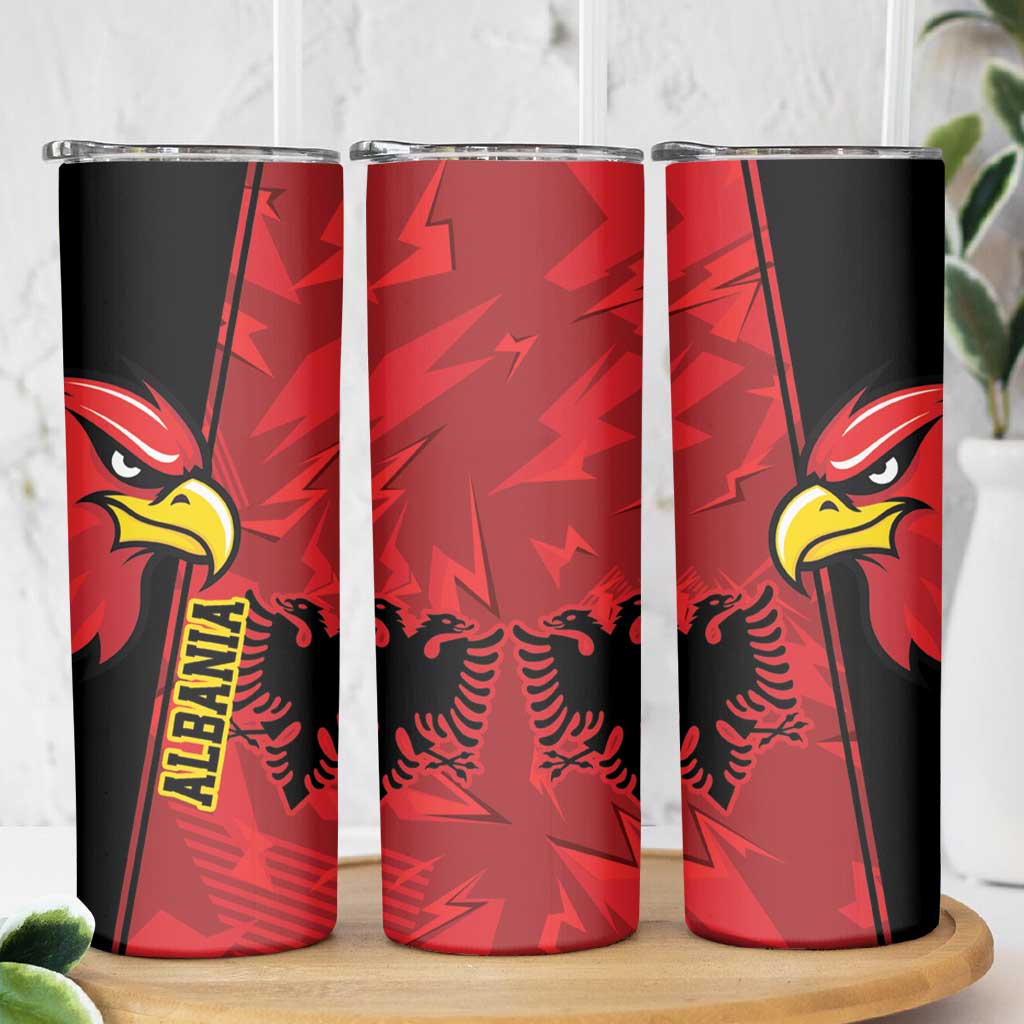 Albania Eagle Skinny Tumbler National Emblem Grunge Pattern - Wonder Print Shop
