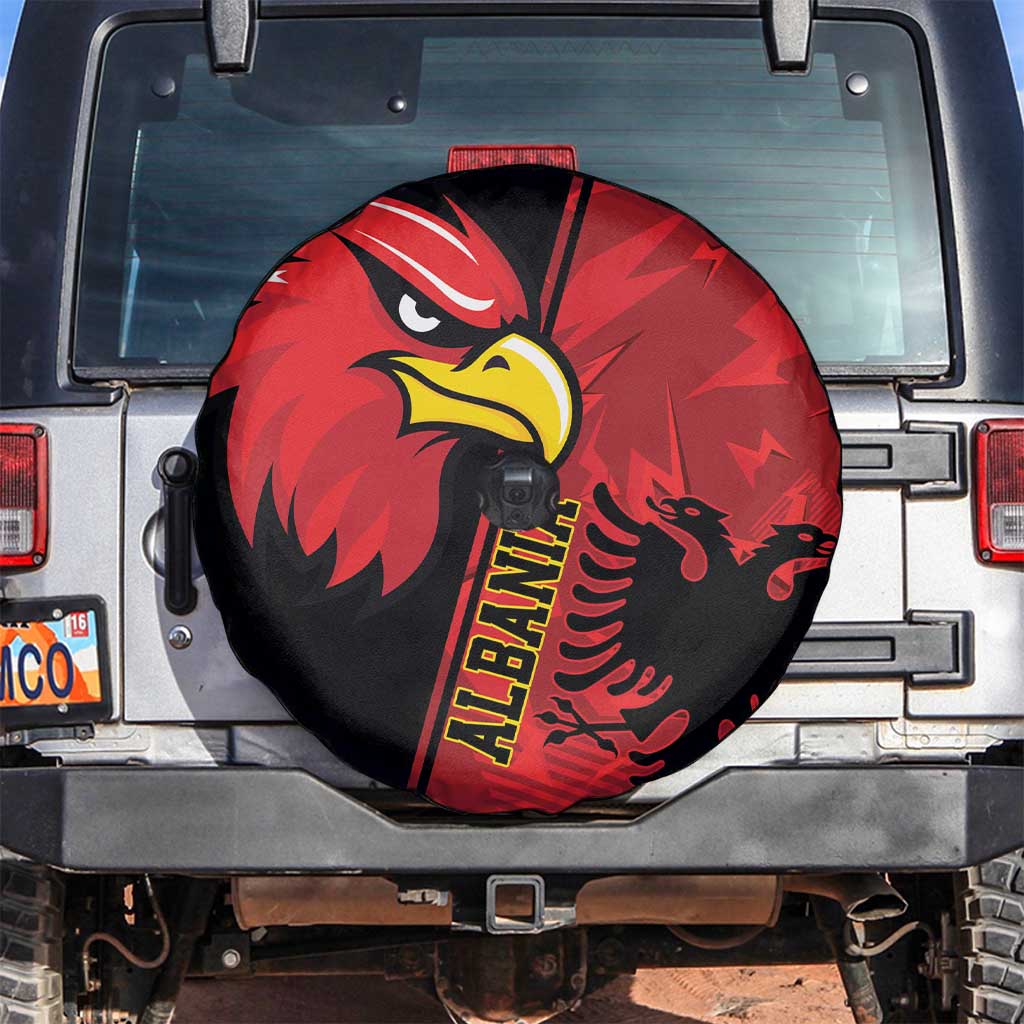 Albania Eagle Spare Tire Cover National Emblem Grunge Pattern - Wonder Print Shop