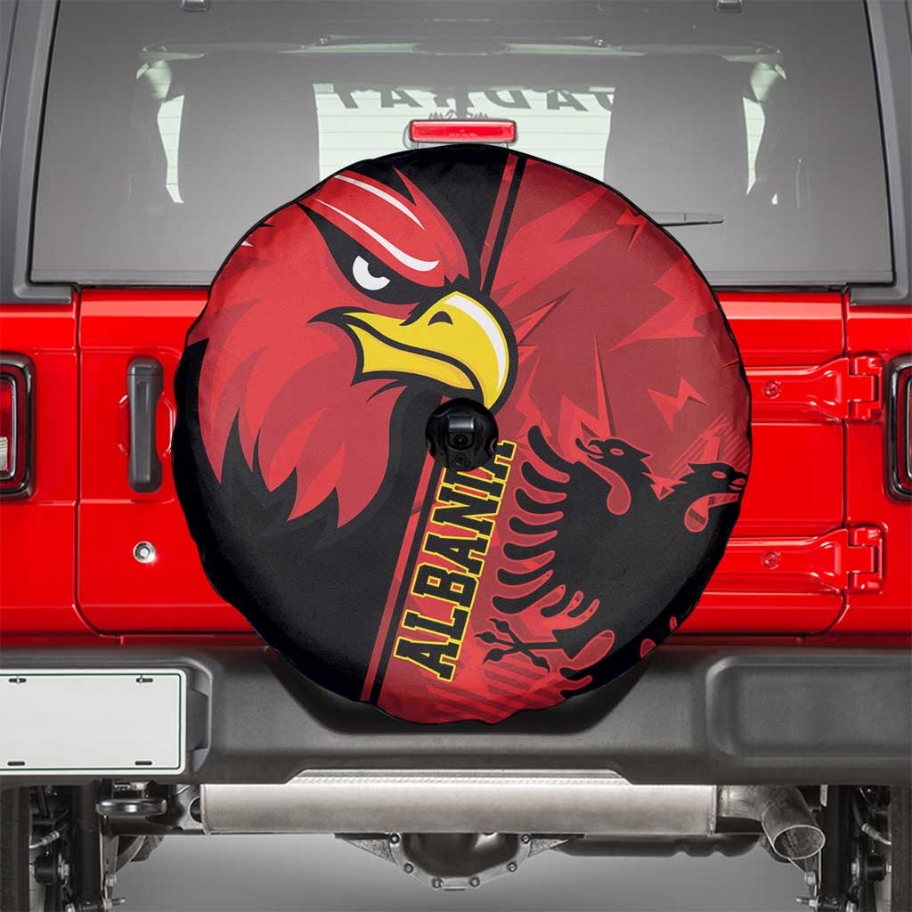 Albania Eagle Spare Tire Cover National Emblem Grunge Pattern - Wonder Print Shop