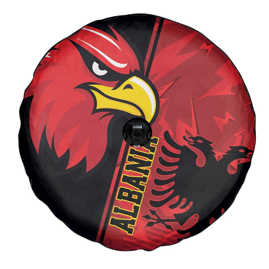 Albania Eagle Spare Tire Cover National Emblem Grunge Pattern - Wonder Print Shop