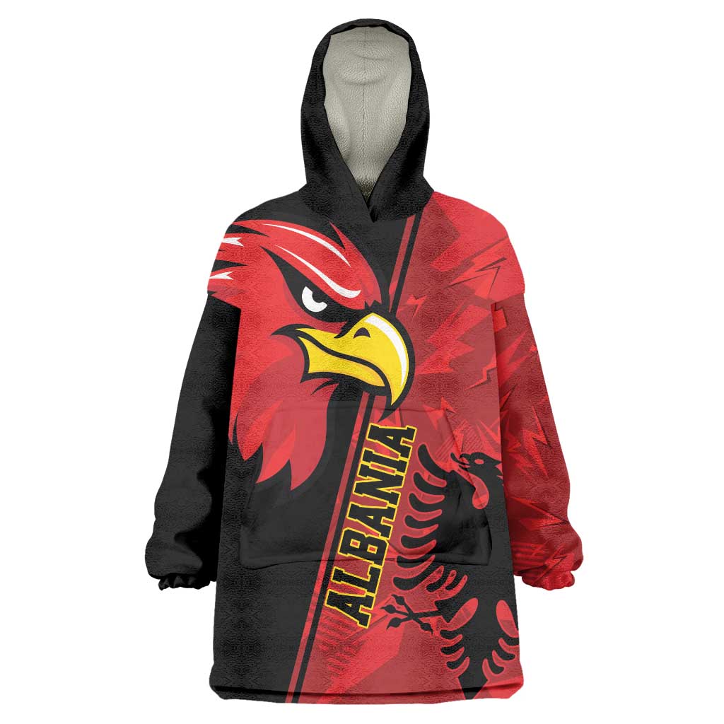 Albania Eagle Wearable Blanket Hoodie National Emblem Grunge Pattern - Wonder Print Shop