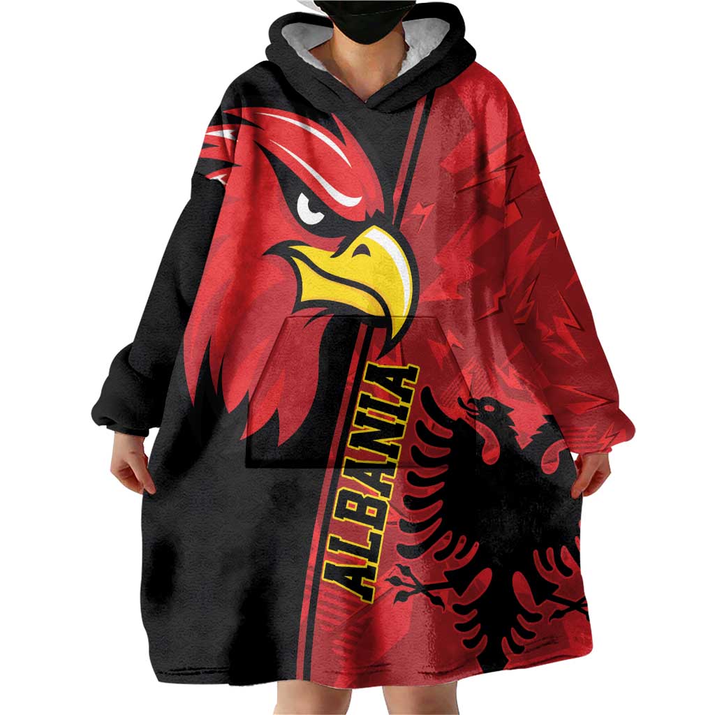 Albania Eagle Wearable Blanket Hoodie National Emblem Grunge Pattern - Wonder Print Shop